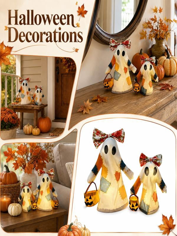 Lighted Halloween Table Centerpiece, Witch Hat Pumpkin Lamp, Black Woven Rattan Halloween Decor Indoor, Glowing Tabletop Decoration for Party Home