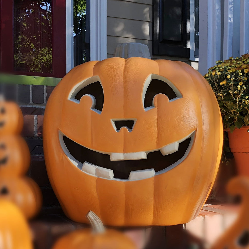 Gamexcel 2-Pack Lighted Jack O Lantern Pumpkins, 20 in and 10 in Pre-Lit LED Halloween Decorations for Porch, Yard and Indoor Outdoor Use