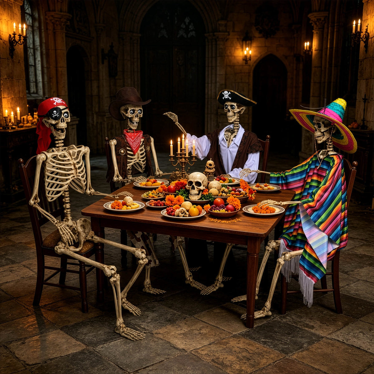 Yescom 5.6ft Halloween Pirate Captain Skeleton Life Size Human Bone Movable Joints Outdoor Decor 2026