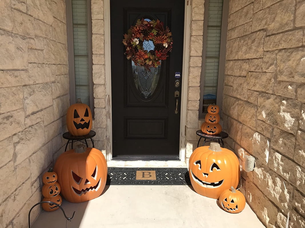 DUNCHATY 21" LED Pumpkin Light, Extra Large Angry Jack O' Lantern Halloween Decor for Outdoor Yard - Furious Face