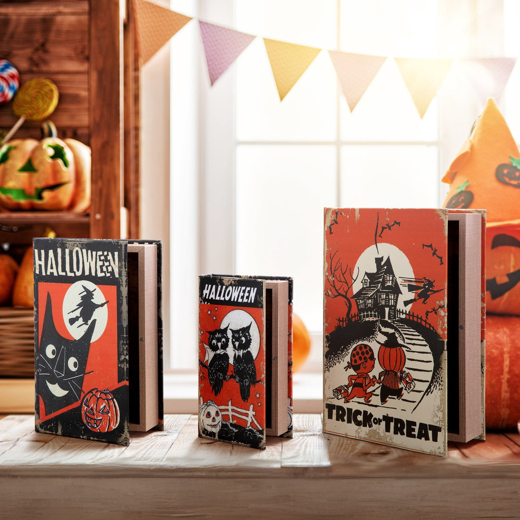 Mr. Halloween Decorative Retro Nested Storage Books, Set of 3