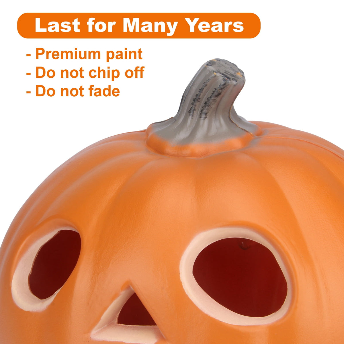 Gamexcel 21" LED Light-Up Jack O Lantern, Pre-lit Halloween Plastic Pumpkin Lights for Indoor/Outdoor Decoration - Angry Face