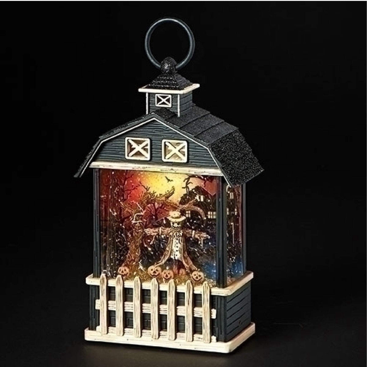 Roman 9.5" LED Lighted Haunted Barn Halloween Snow Globe Lantern