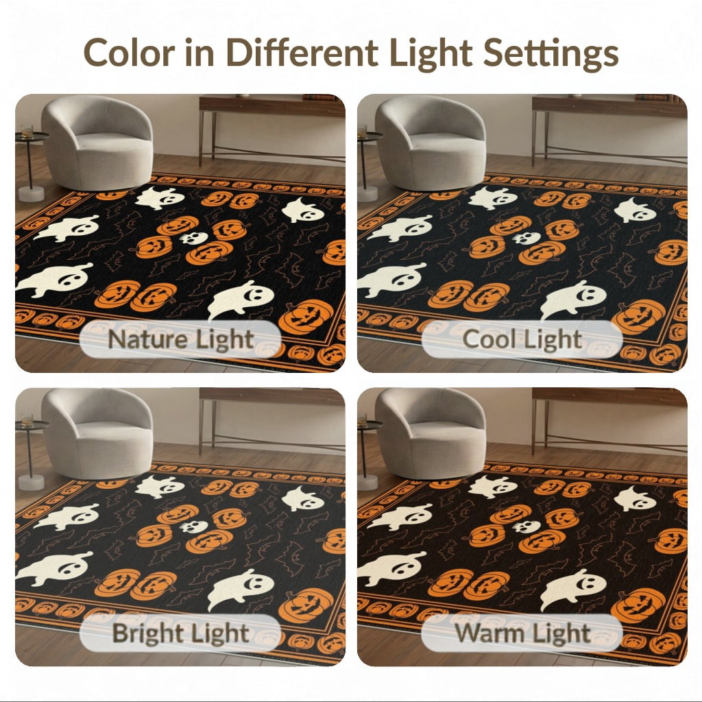 ODIKA Halloween October Phantom Gourd Flying Creature Fiber Doormat Stain Resistant Low Profile for Dorm Room, Small Living Apartment