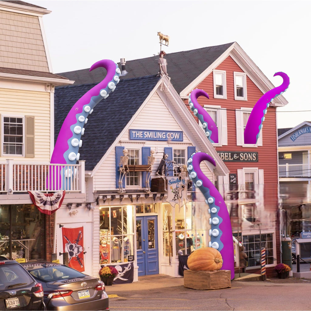 Wellcomer 3 Pcs Halloween Inflatable Octopus Tentacles Décor with Changing LED Lights