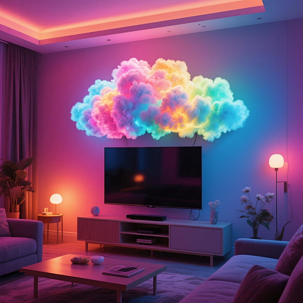 DIY 3D Thunder Cloud Lamp, Sound‑Activated Music Sync RGB Smart Light, USB‑Powered Lightning Effect Decor Light for Home, Party, Christmas, Halloween & Diwali Festival