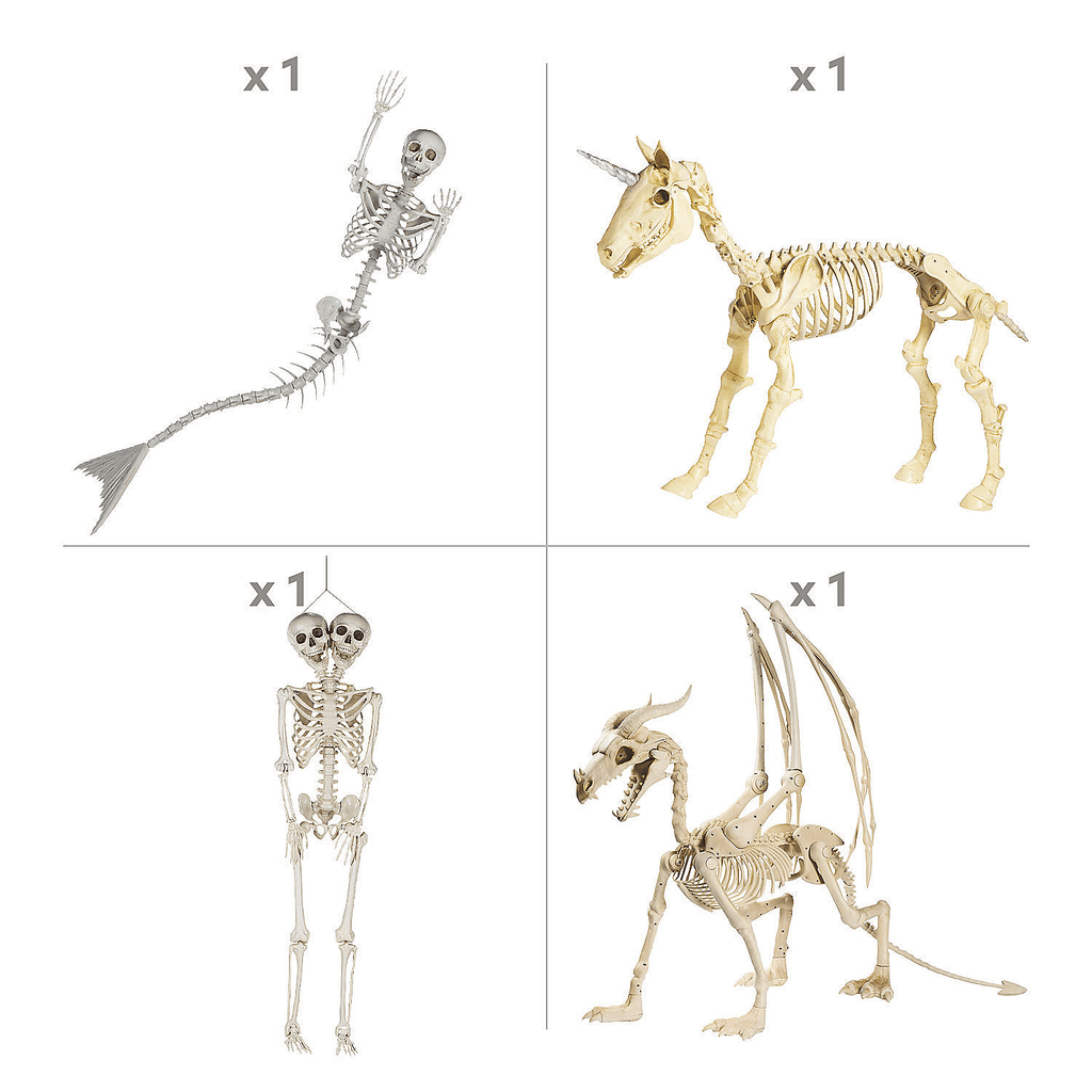 Halloween Mythical Skeleton Decorating Kit, Home Decor, Halloween, 4 Pieces