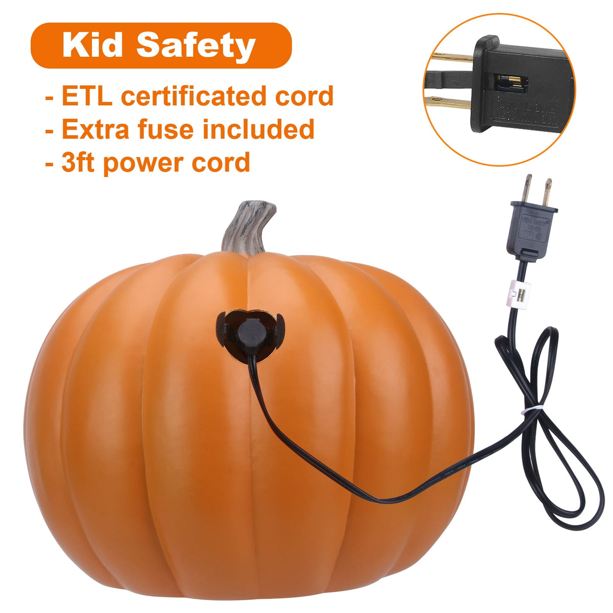 Gamexcel 21" LED Light-Up Jack O Lantern, Pre-lit Halloween Plastic Pumpkin Lights for Indoor/Outdoor Decoration - Angry Face