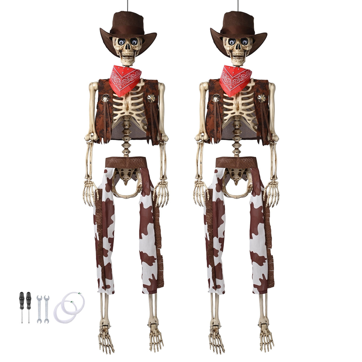 Yescom Halloween 5.6ft Life Size Skeleton Cowboy Detailed Costume Outdoor Indoor Haunted House Props Decor 2026