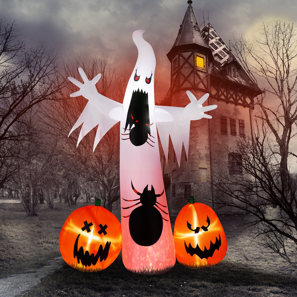 11.8FT Halloween Inflatable Ghost Spider Pumpkin with LED Lights for Yard