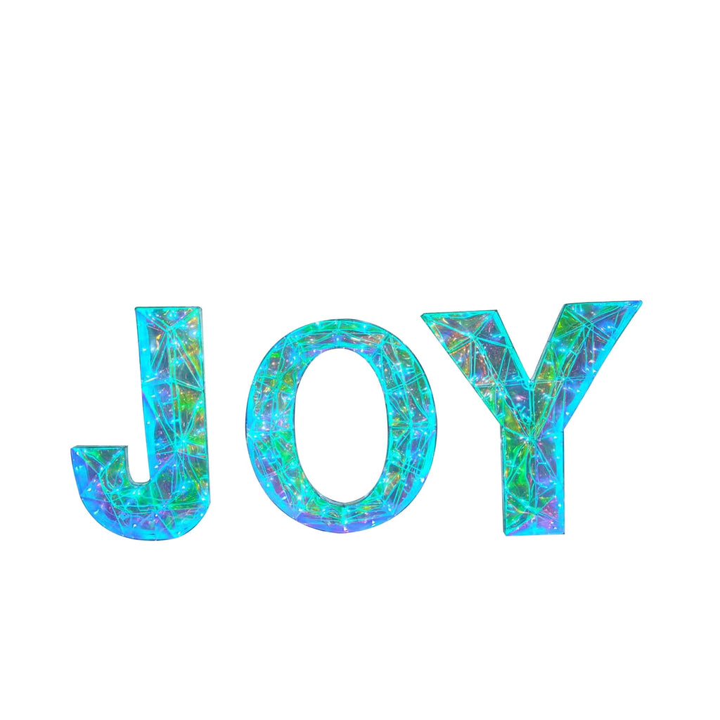 3 Piece Outdoor Xmas Decor Letters LED Lighted Prism Holiday Yard Decorations Metal PVC Lighted Patio Garden Decor