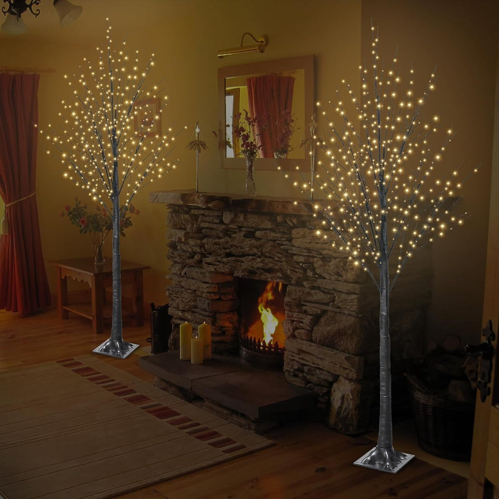 7FT Lighted Twig Tree, 600 Warm White LEDs