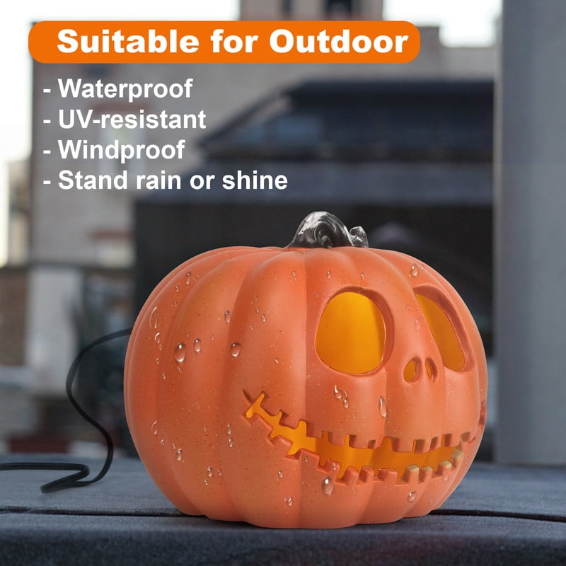 Active Mind Ltd Halloween Pumpkin Decorations 2-Pack 10" LED Light-Up Set, Waterproof Jack-O'-Lantern Ornaments for Indoor Outdoor Porch Yard Party