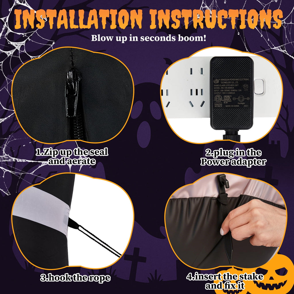 Ktaxon 12' Halloween Inflatables Ghost Outdoor Halloween Decoration,Built-In LED