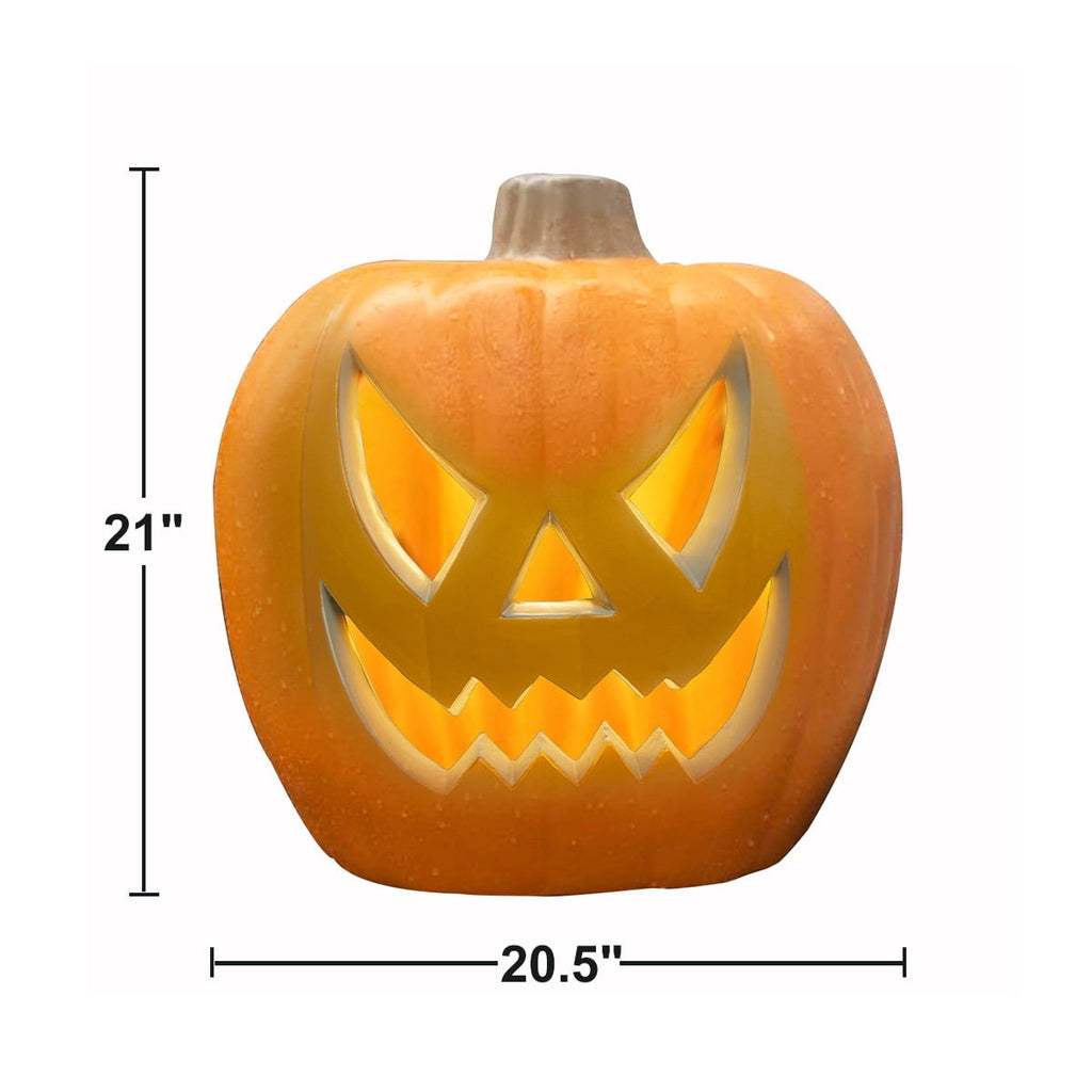 Gamexcel 2-Pack Lighted Jack O Lantern Pumpkins, 20 in and 10 in Pre-Lit LED Halloween Decorations for Porch, Yard and Indoor Outdoor Use