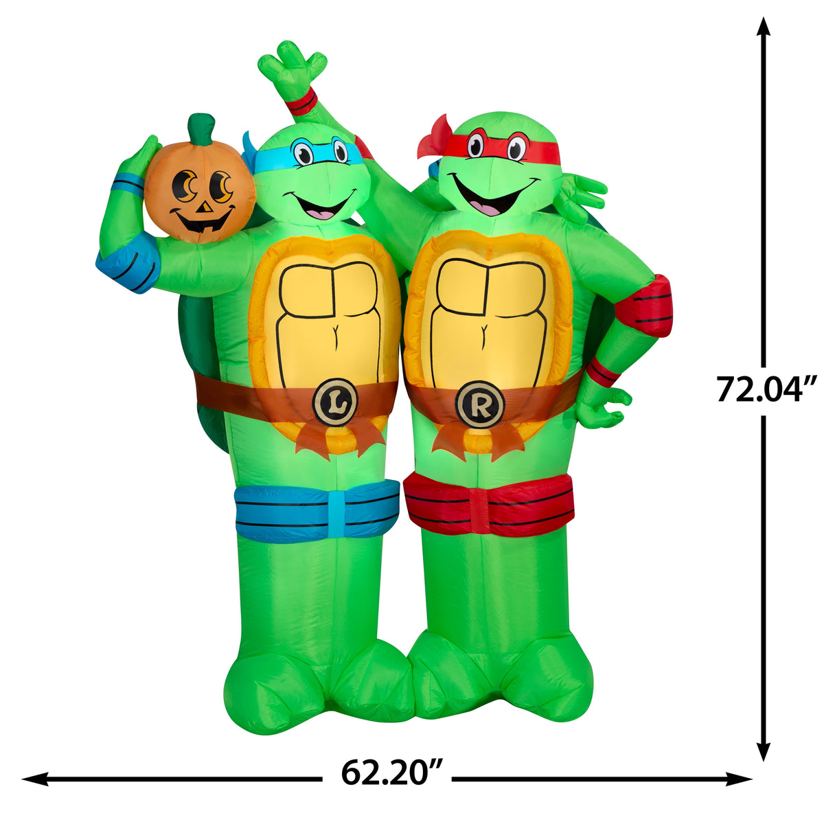 Gemmy 6 ft Teenage Mutant Ninja Turtles Leonardo and Raphael Halloween Inflatable with Jack-O-Lantern, Lighted Indoor Outdoor Yard Decoration