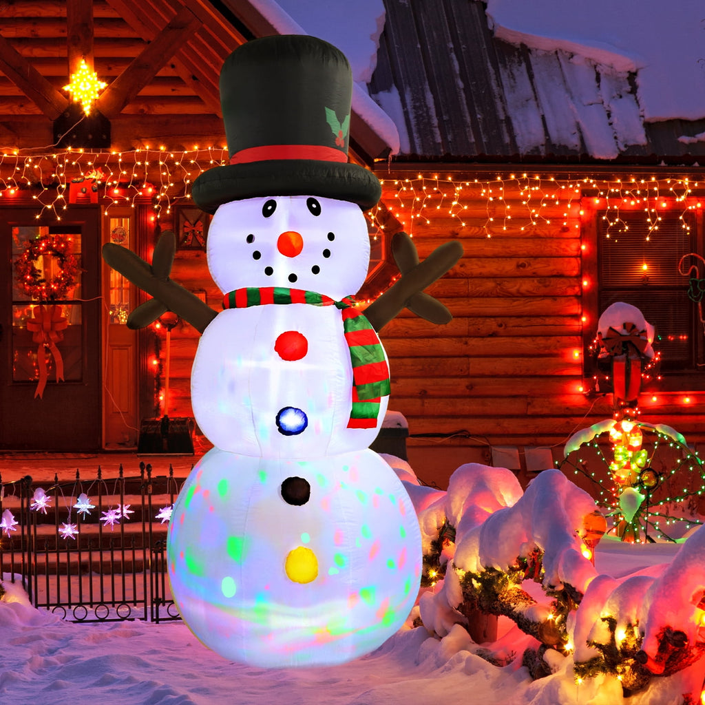 8FT Christmas Inflatable Snowman, Built-in light up for Indoor Outdoor Decoration Xmas Party Decor