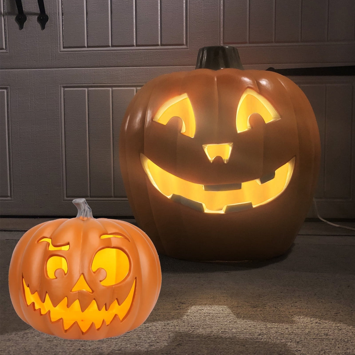 Gamexcel 21" Jack O Lantern Halloween Plastic Pumpkin Lights with Pre-lit LED Bulbs - Indoor/Outdoor Smile Face Decoration