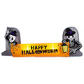 9.6FT Inflatable Skeleton Holding Happy Halloween Banner with LED Lights for Yard Garden Party