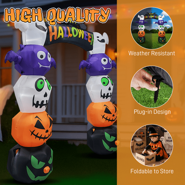 COTINSE 8.2FT Halloween Decorations Inflatable Pumpkin Archway with 7 LED Lights, Blow Up Outdoor Yard Decor & Party Supplies