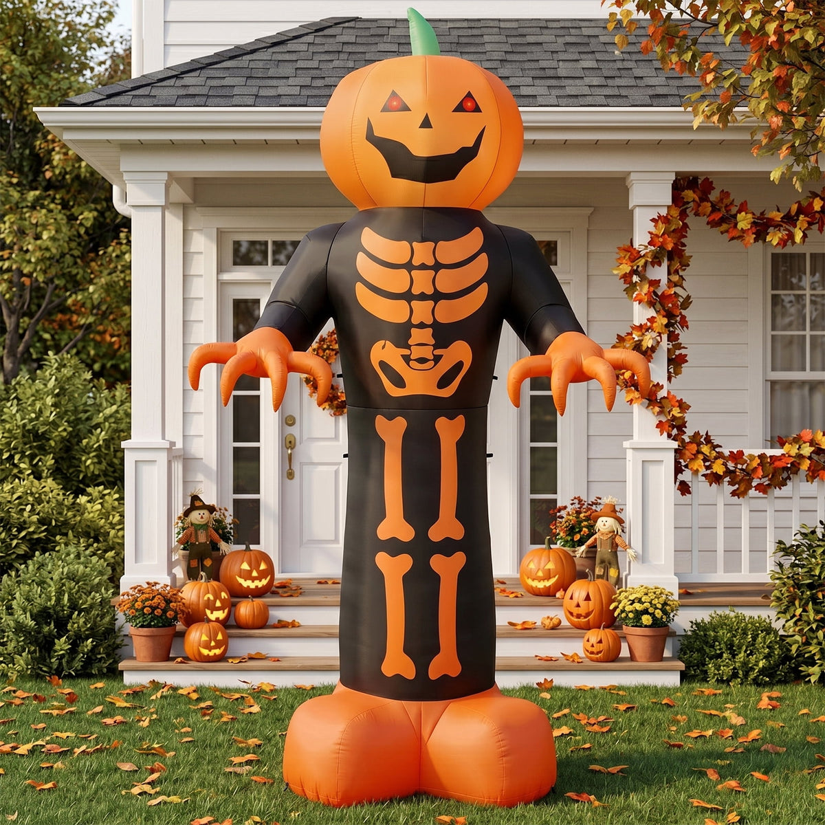 Zimtown Zimtown 12 FT Halloween Inflatable Pumpkin with 3D Glowing Skeleton Chest