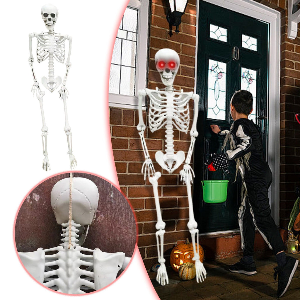 Skull Ornament，Skeleton Prop With Flashing Lights And Ghostly Sound Terrifying Standing Skeleton Skeleton With 165 Cm