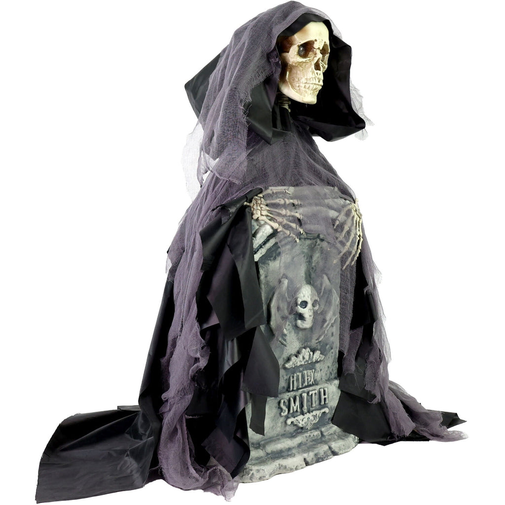 Haunted Hill Farm 3.0-Ft. Touch-Activated Rising Reaper with Tombstone Halloween Accessory
