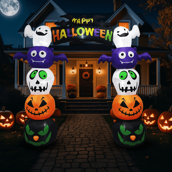 COTINSE 8.2FT Halloween Decorations Inflatable Pumpkin Archway with 7 LED Lights, Blow Up Outdoor Yard Decor & Party Supplies