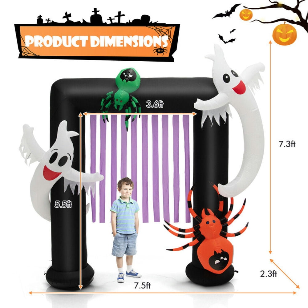 Spaco Halloween Inflatable Archway Blow-up Festive Decoration, 7.5 Ft Heavy-duty Polyester Archway, Halloween Inflatable Archway for Outdoor as Garden, Backyard, Porch, Black