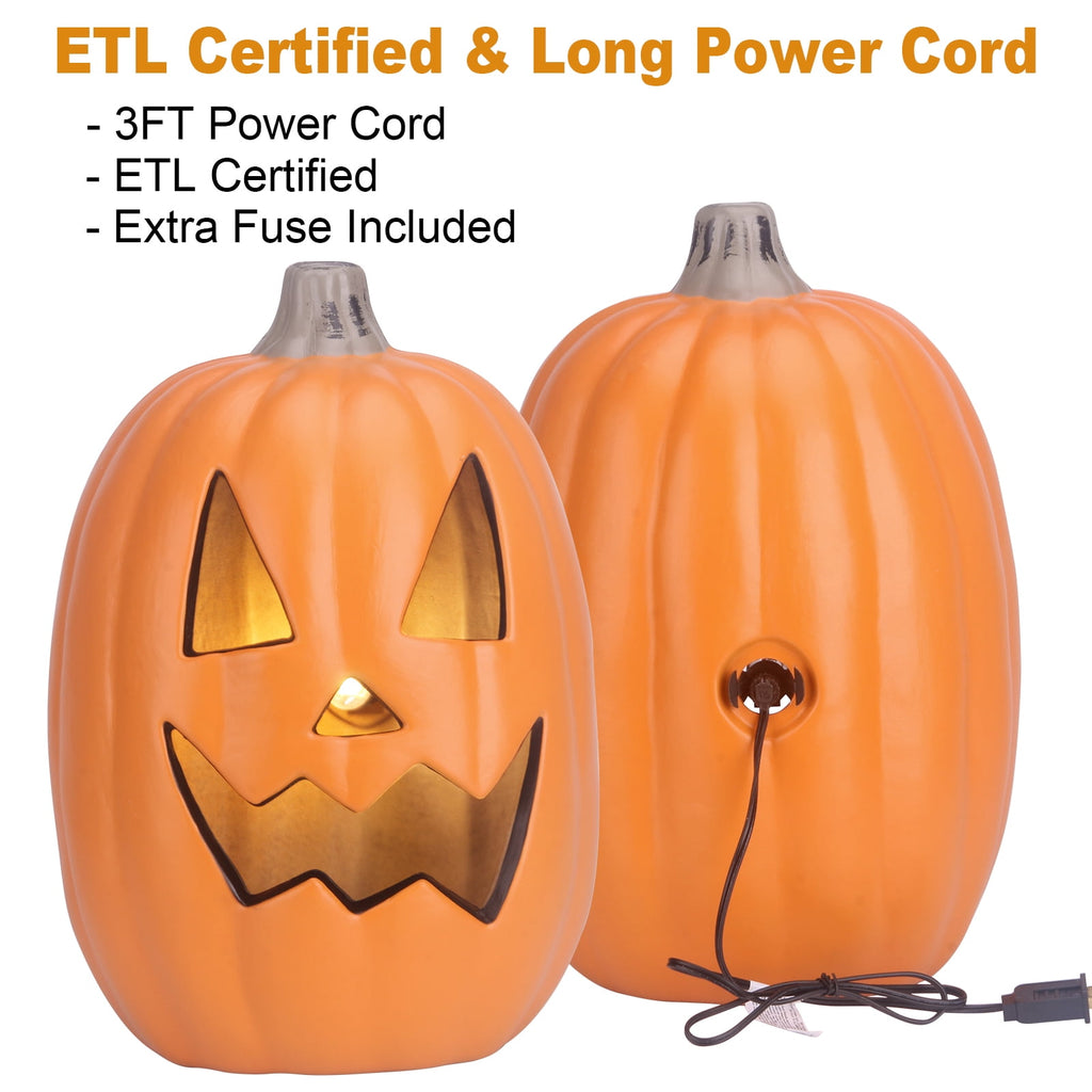 4Pack LED Lighted Jack O Lantern Indoor Outdoor Halloween Large Pumpkin Lantern Decoration