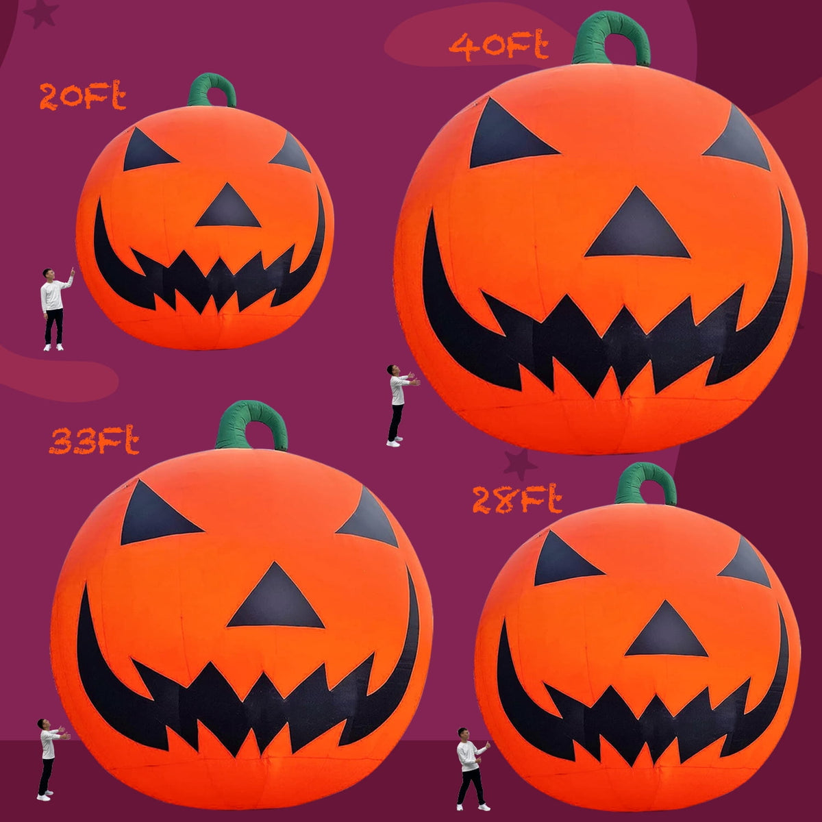 Giant 26Ft Halloween Inflatable Pumpkin Premium Decorations with 750W Blower.