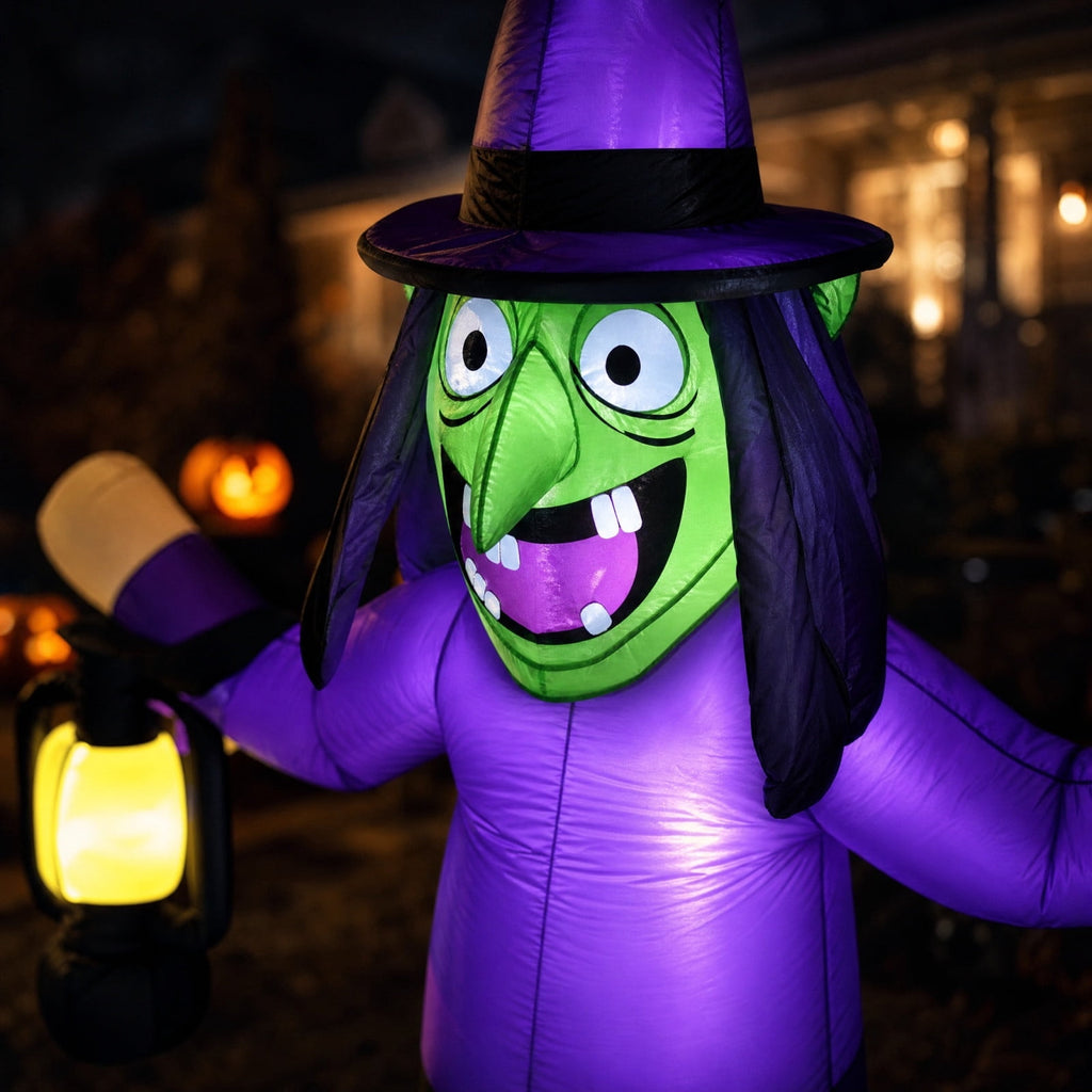 Kumdkdwn 71" Giant Halloween Inflatable Witch Cauldron with Pumpkin, Large Light-Up Witch Pot Decoration with Built-in LEDs, Blow Up Outdoor Yard Art for Garden, Lawn, Patio, Holiday Party Decor
