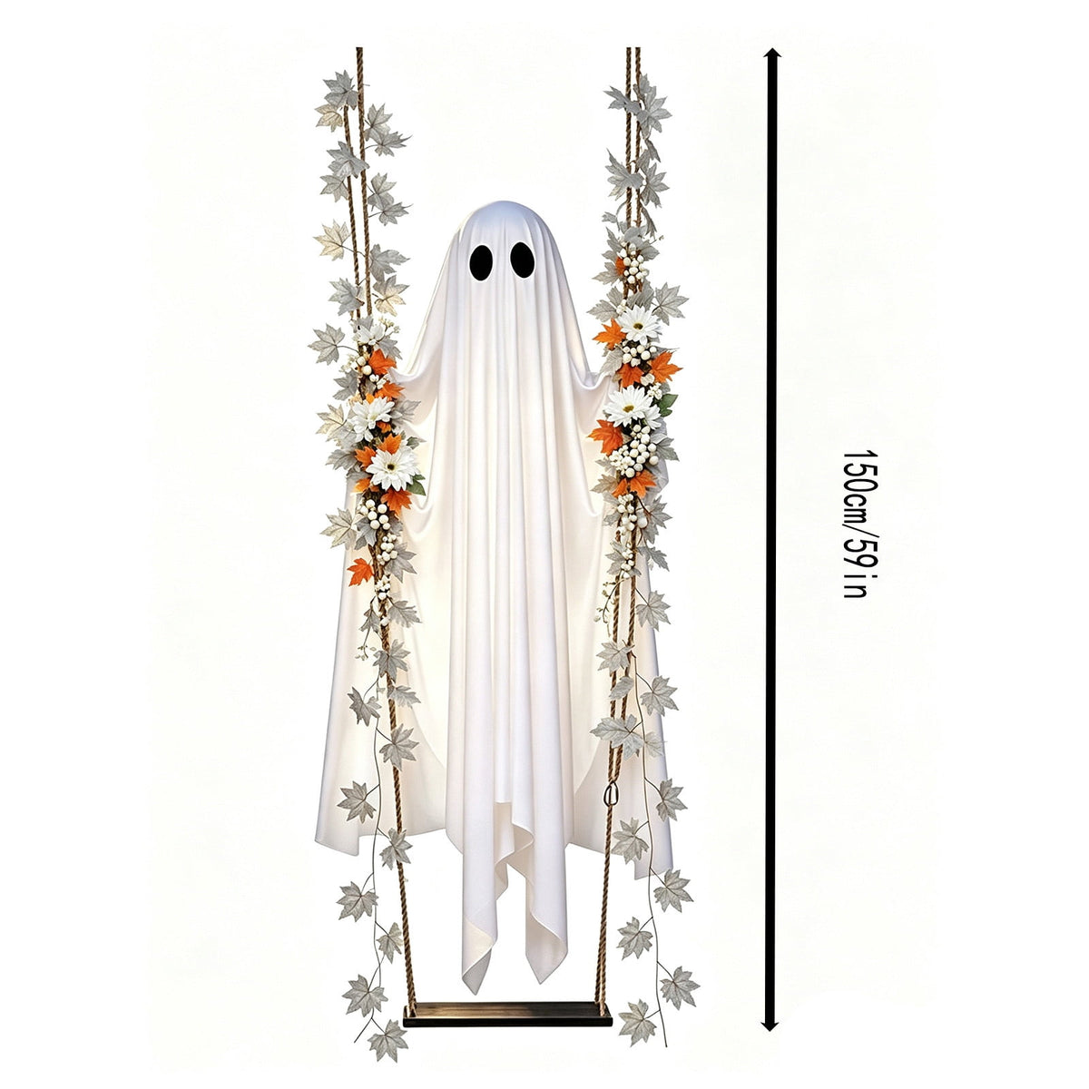 Outdoor Halloween Decorations Gaslight Ghoul, 79" Tall Hanging Skeleton Holding Street Light with Creepy Blue Eyes, Tattered Robe Ghost Decor for Yard Patio Walkway, Front Porch, Road