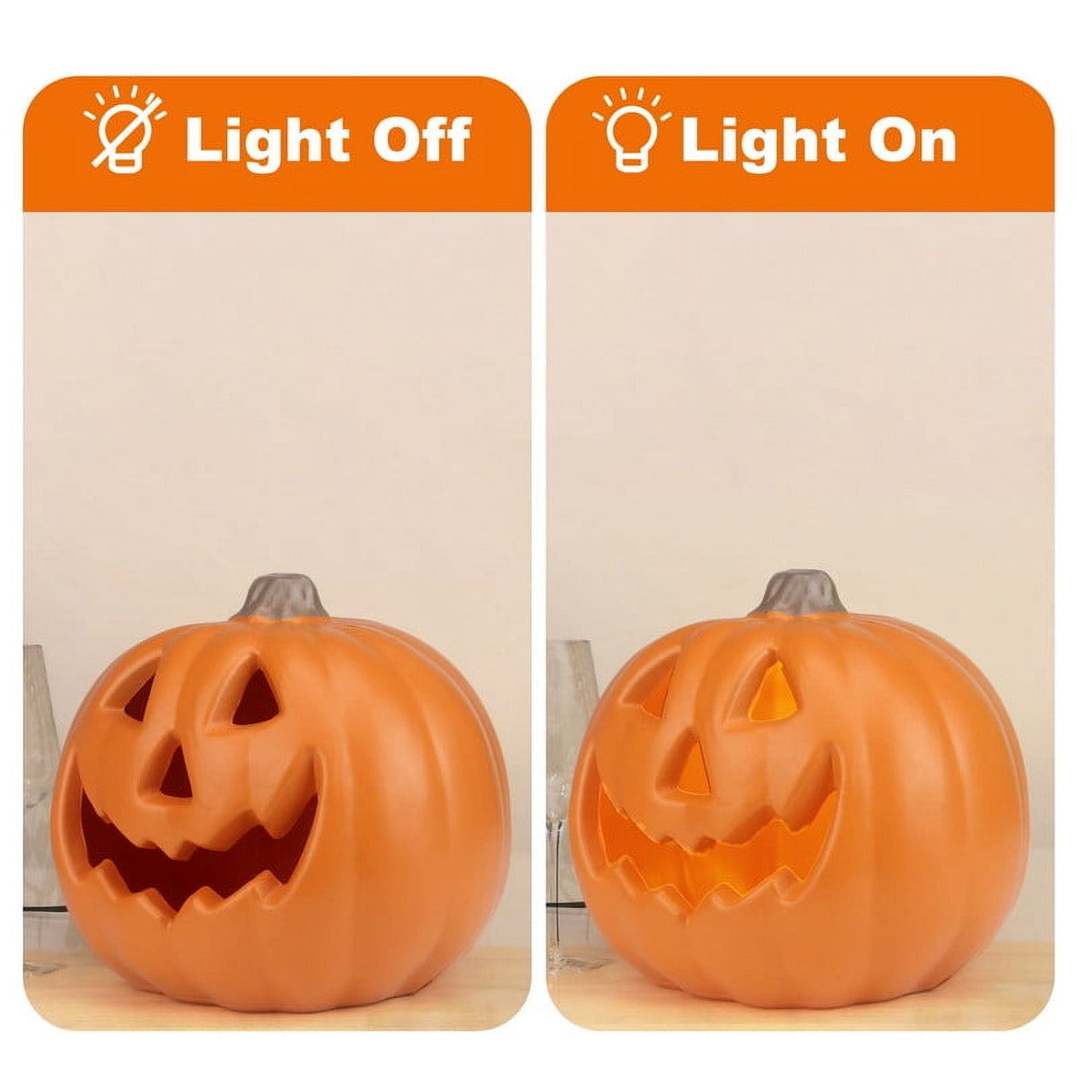 DUNCHATY LED Halloween Pumpkin Lights Set of 2, LED Pumpkin Decorations, Halloween Decor for Outdoor, Garden & Window (20"+21")