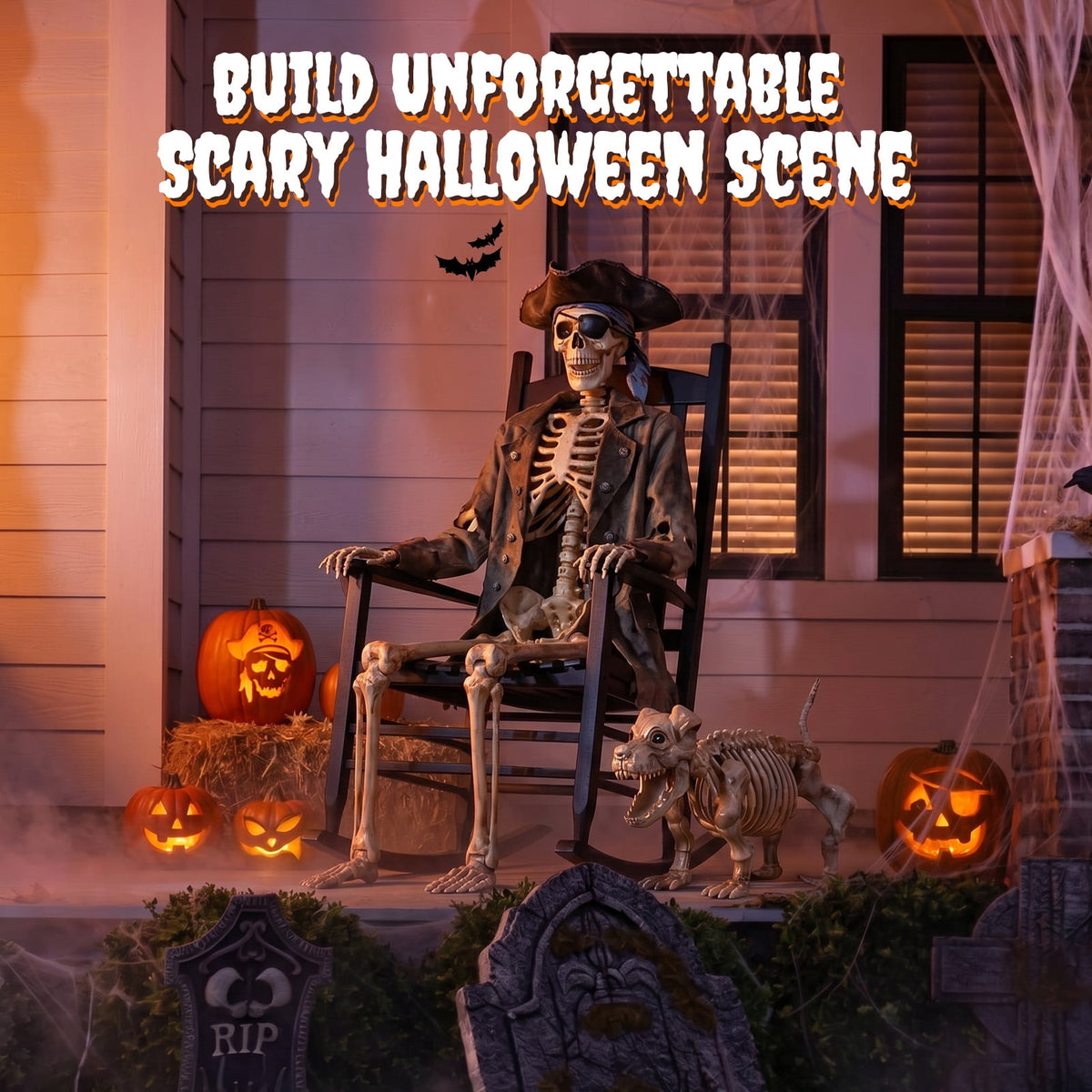 Ayieyill 5.4ft Halloween Skeleton Decorations, Weathered Posable Skeleton Decor for Halloween Decorations Outdoor Indoor