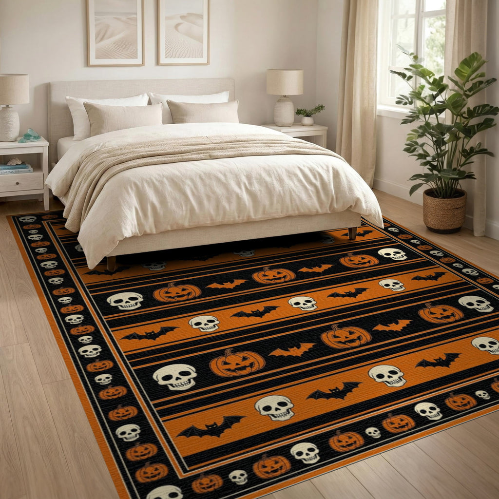 ODIKA Halloween October Phantom Gourd Flying Creature Fiber Doormat Stain Resistant Low Profile for Dorm Room, Small Living Apartment