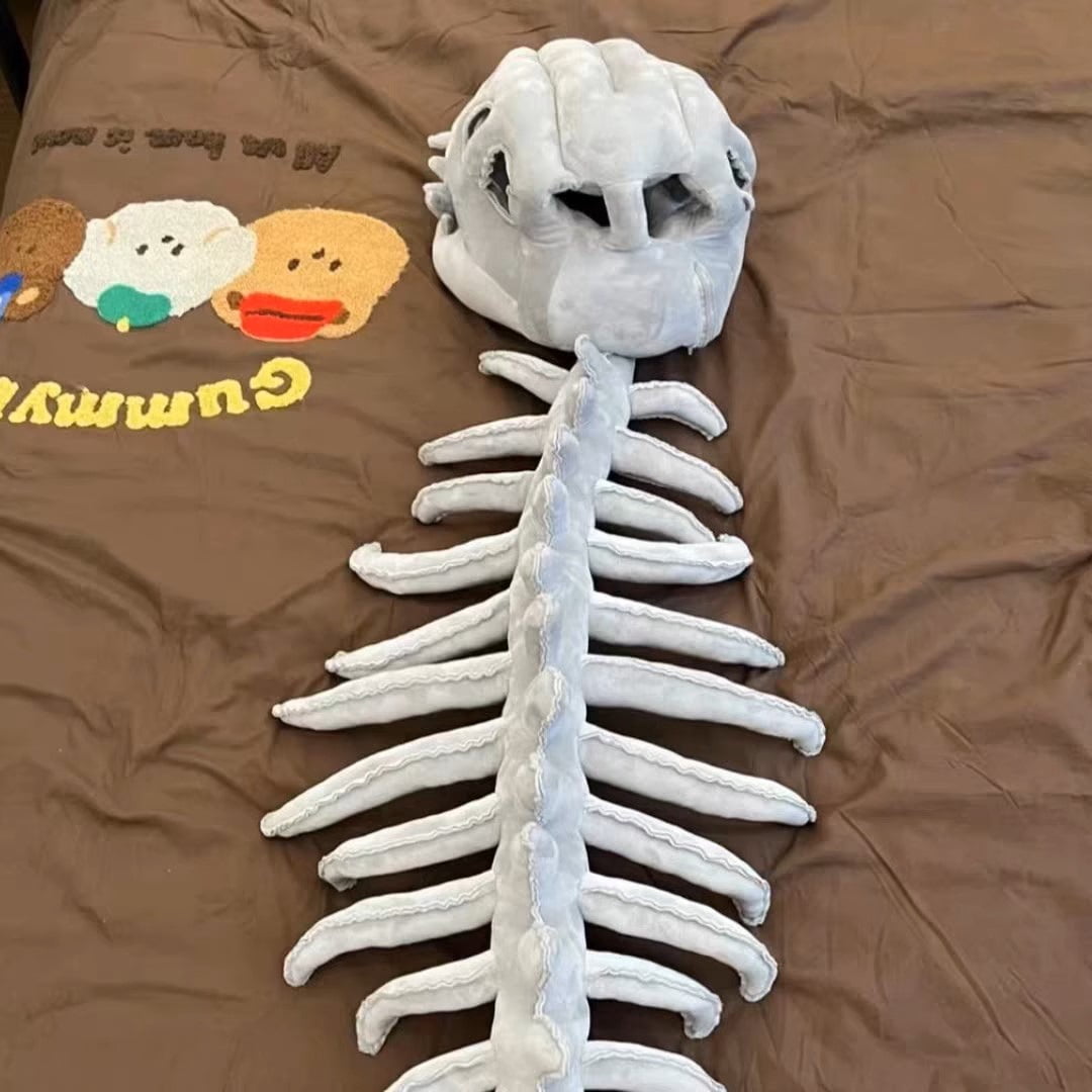 Dinosaur Skeleton Plush Decoration, Dinosaur Costume-3D Skeleton Design, Halloween Dinosaurs Skeletosn ，Approximately 63 inches in Length
