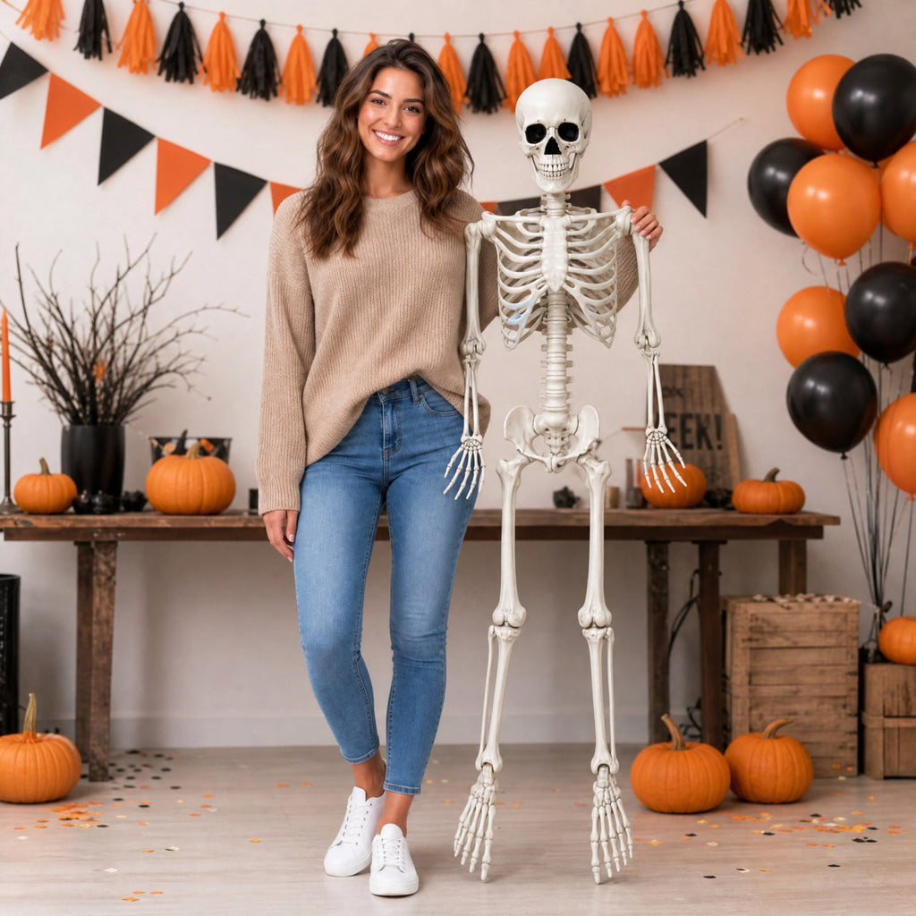 Halloween Simulation Skeleton Decoration Realistic Skeleton Prop for Halloween Party House Yard Indoor Outdoor Horror Scene Display