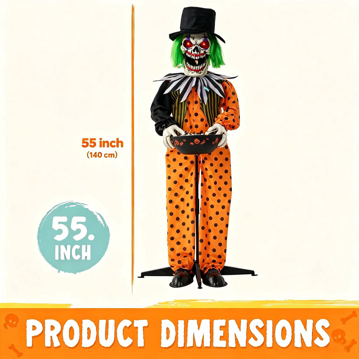 Joyfy 67"(5.6ft) Standing Grim Reaper with Chain, Large Halloween Decorations Outdoor, Life Size Animatronics Skelton, Sound-Actived Party Decor with Creepy Sound & LED Eyes, Scary Haunted House Prop