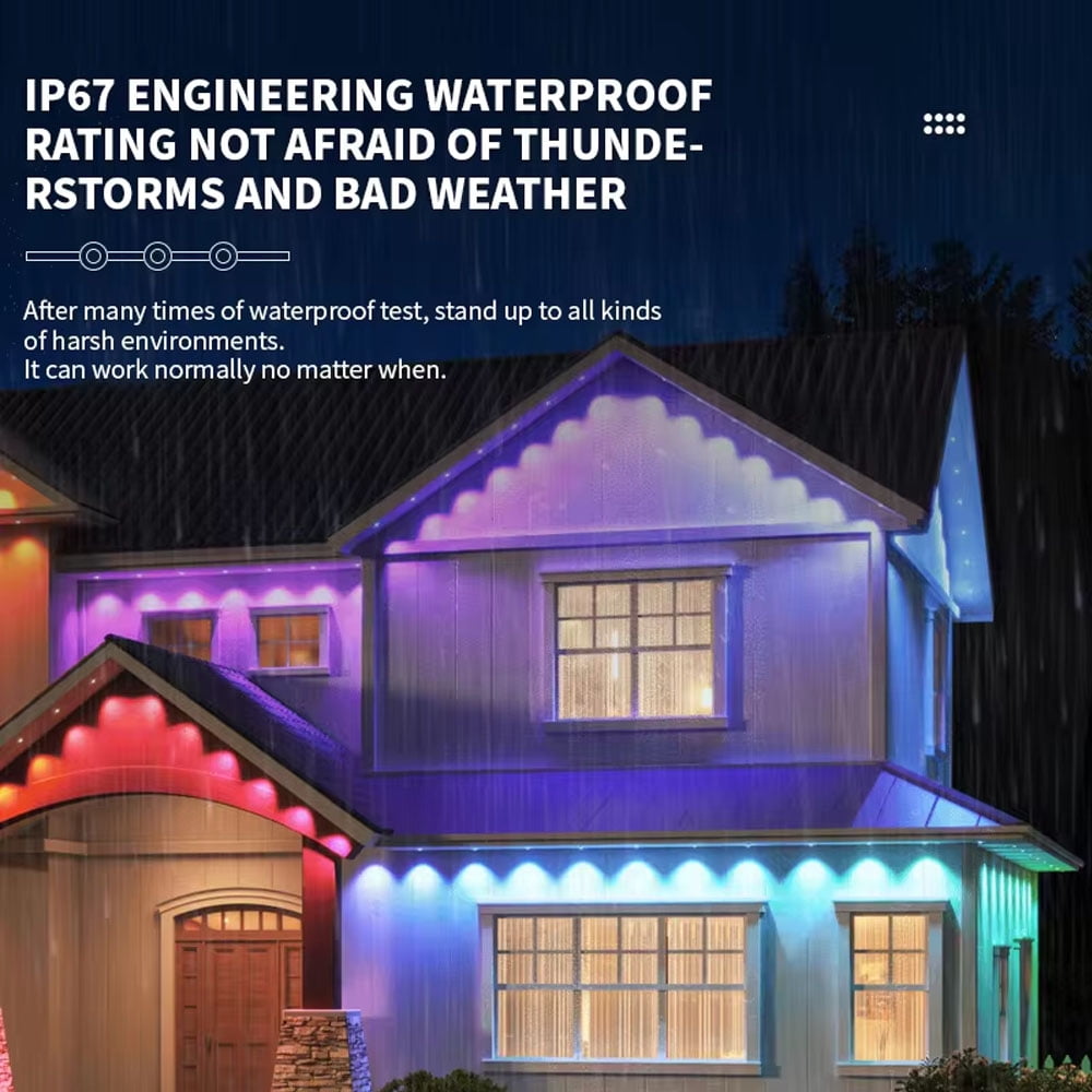 VIVIHEYDAY Permanent Outdoor Lights 100ft, Smart RGB App Remote Control Outdoor Lights with 60 LEDs, LED Eaves Lights IP67 Waterproof, House Roof Outdoor Lighting for Party, Halloween, Christmas