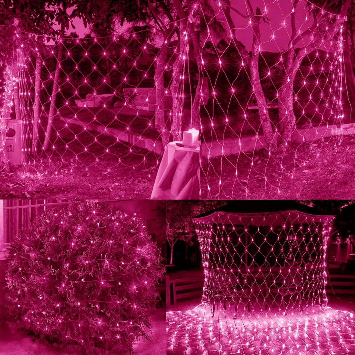 Garden Net Lights Battery Operated 4x6M 672LED Waterproof Net Mesh String Lights 8 Modes Fairy Lights for Indoor Outdoor Christmas Tree Bush Garden Backyard Décor
