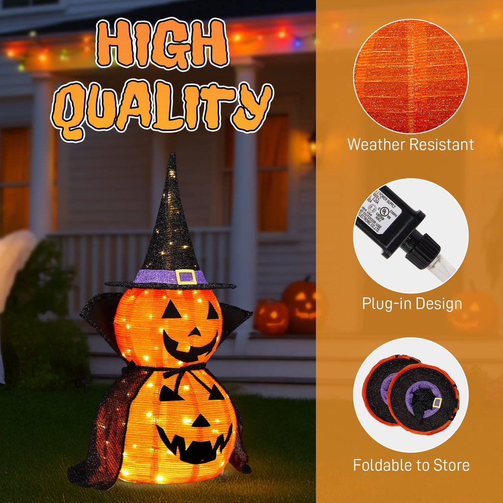 Yescom 5ft Halloween Pumpkins,Stacked Foldable,Jack O Lantern,LED Lights Party Outdoor Decorations 2026