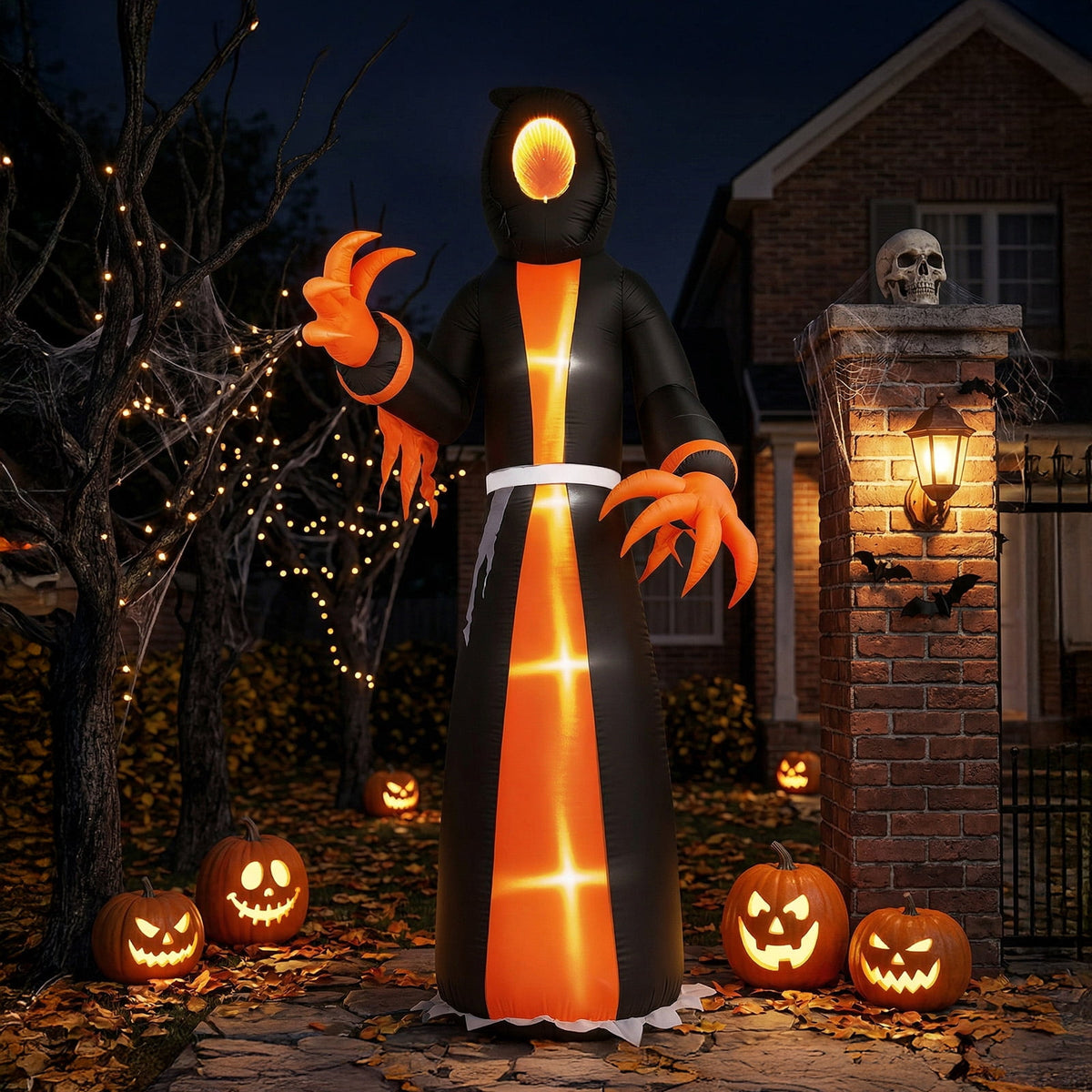 Zimtown 12 FT Halloween Inflatable Grim Reaper with Mirror Tunnel Face,Outdoor Halloween Decoration