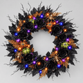 22 Inches Pre-Lit Light Up Halloween Wreath for Front Door, 60 LED Lights