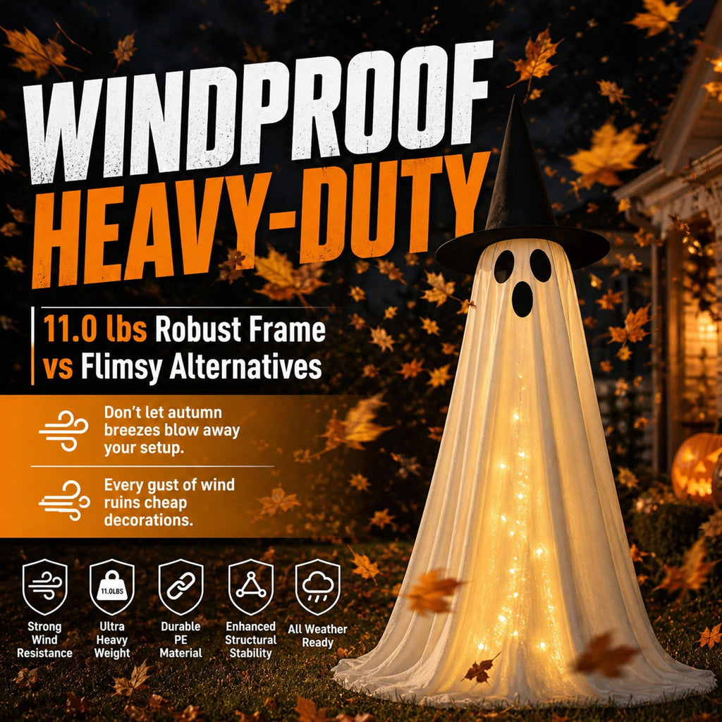 Remote Lighted Ghost Halloween Outdoor Decor 60 In, 2 Pack