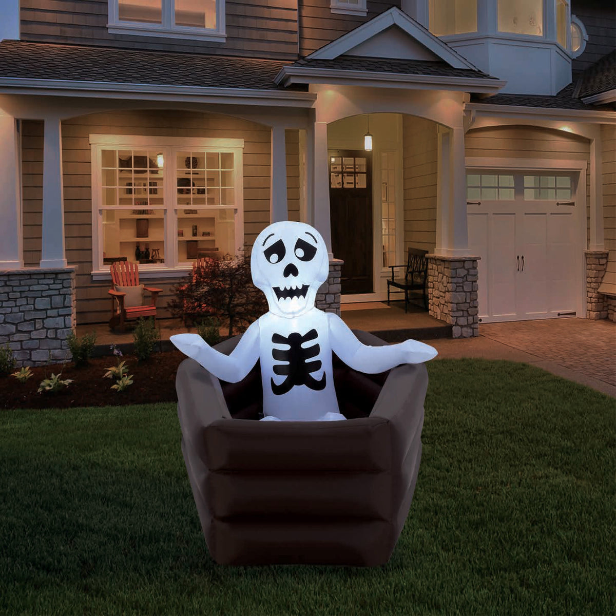 Animated Rising Skeleton in Coffin Airblown Yard Inflatable, Multicolor, 5.5', Halloween by Way To Celebrate