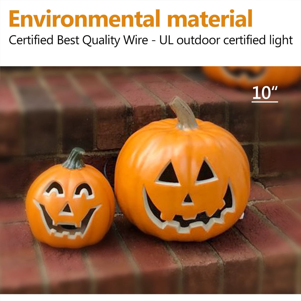 Gamexcel 21" Jack O Lantern Halloween Plastic Pumpkin Lights with Pre-lit LED Bulbs - Indoor/Outdoor Smile Face Decoration