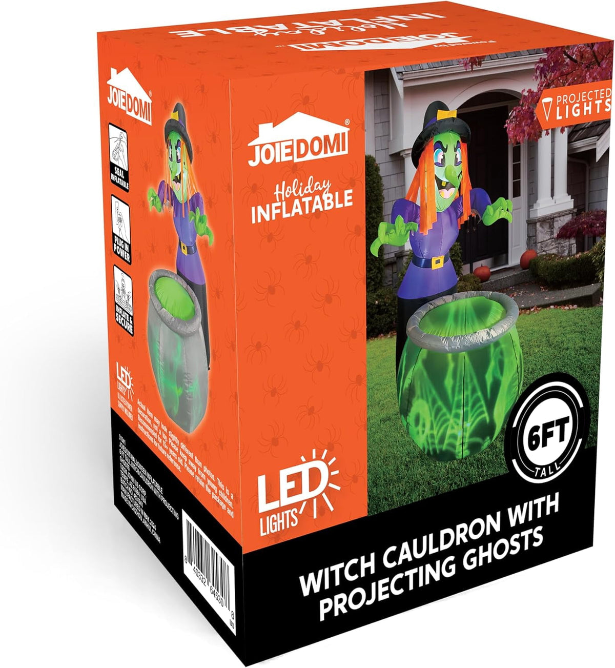 Joyfy 5 Ft Tall Halloween Inflatable Pumpkin,Blow Up Pumpkin with Projector Face and Music Lights,Outdoor Decorations for Yard,Garden,Lawn,Party