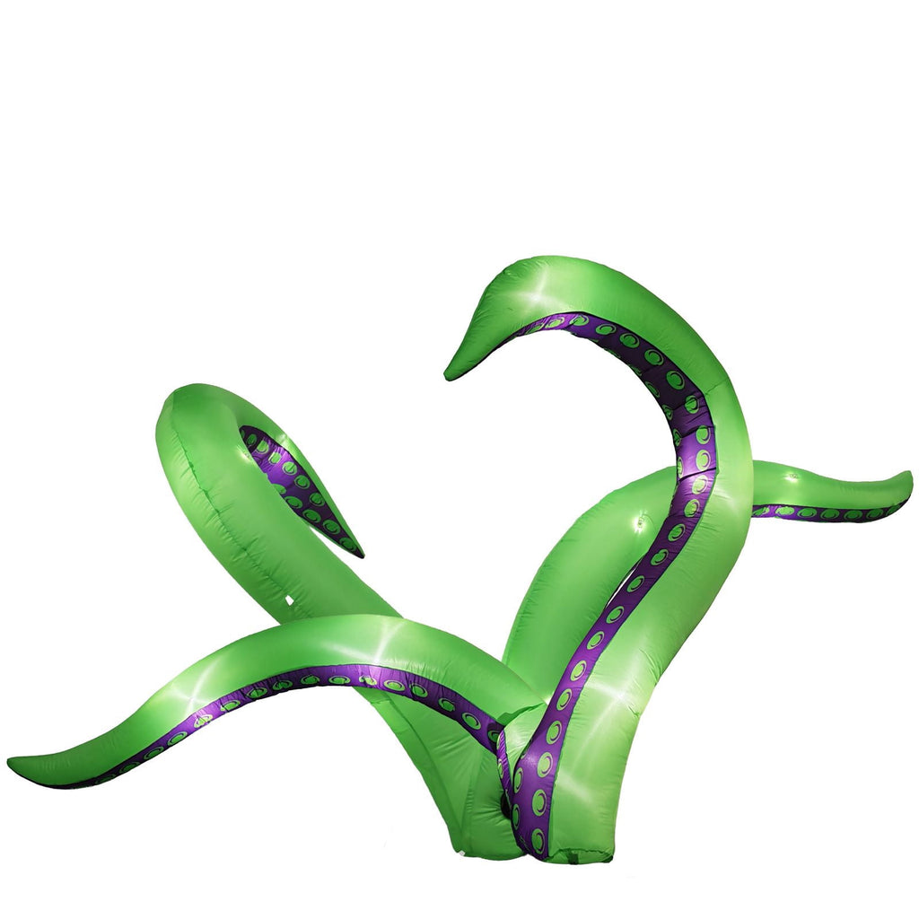 2 Pack 6.9FT Inflatable Octopus Tentacles Halloween Decor with Built in White LED Lights Waterproof Polyester Outdoor Inflatable Ornament for Window Rooftop Yard Party