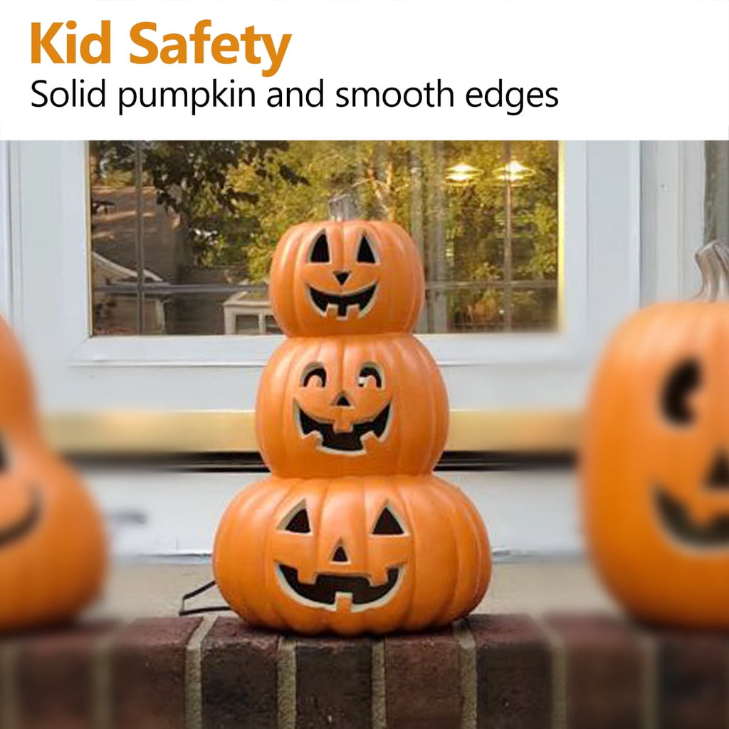 Gamexcel 21" Jack O Lantern Halloween Plastic Pumpkin Lights with Pre-lit LED Bulbs - Indoor/Outdoor Smile Face Decoration